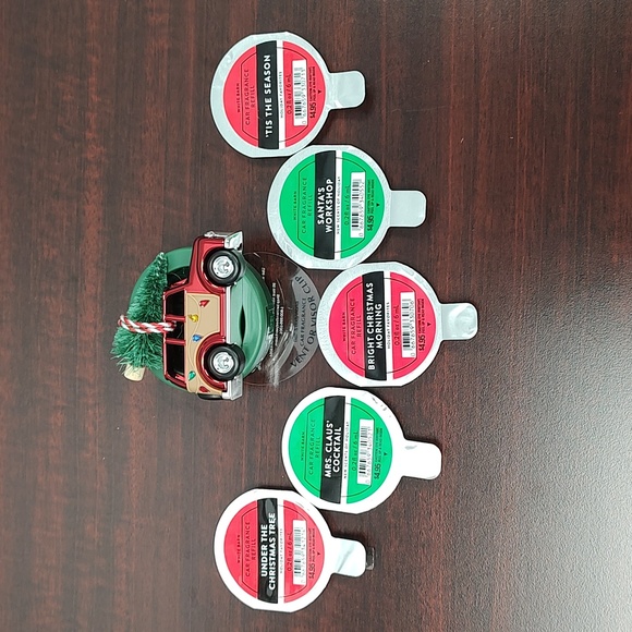 Bath & Body Works WOODY WAGON Car Fragrance Holder Visor/Vent Clip + 5 Refills - Picture 1 of 6